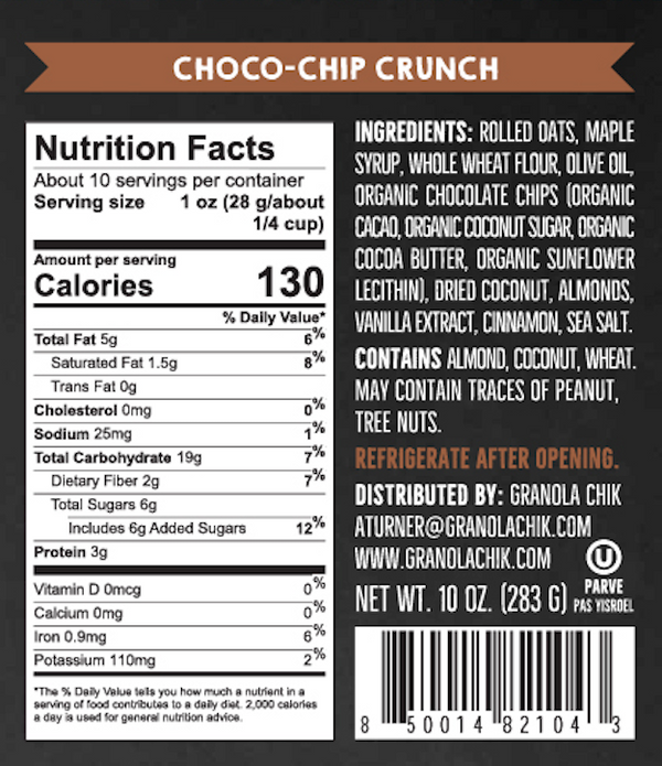 Chocolate Chip Flavor Snack Bags – Box of 12